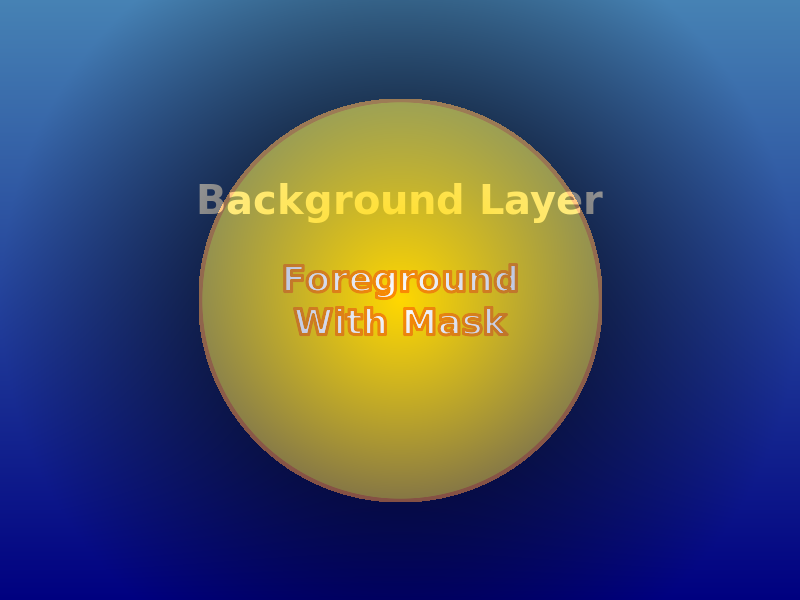 Layer mask result - foreground circle with radial gradient fading into background
