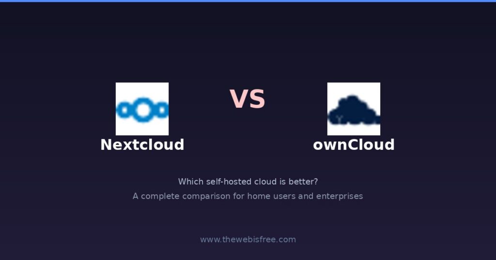 Side-by-side comparison of Nextcloud and ownCloud logos for a blog post comparing the two self-hosted cloud platforms