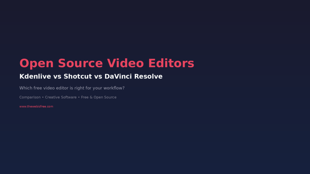 Open Source Video Editors: Kdenlive vs Shotcut vs DaVinci Resolve comparison banner