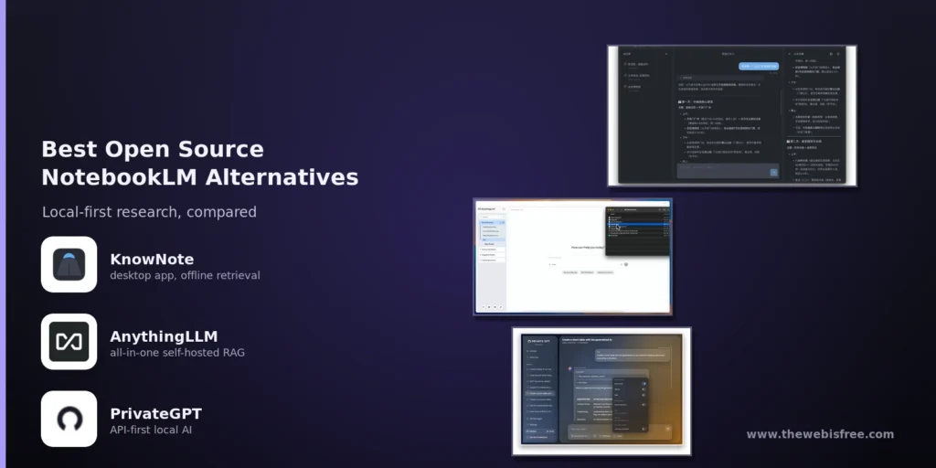 KnowNote, AnythingLLM and PrivateGPT: open source NotebookLM alternatives compared