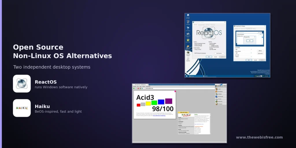 ReactOS and Haiku desktops: open source non-Linux operating systems compared