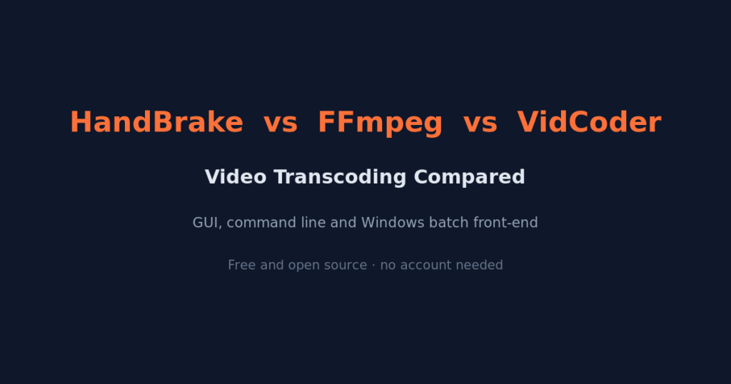 HandBrake vs FFmpeg vs VidCoder — video transcoding compared