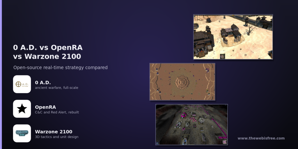0 A.D. vs OpenRA vs Warzone 2100 - open-source real-time strategy compared